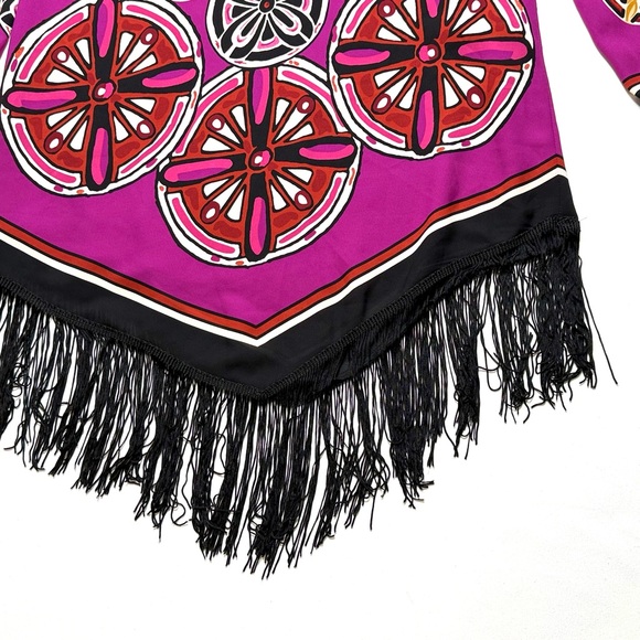 Anthropologie Chelsea & Violet Purple and Multicolor Tunic Dress w/ Fringe Sz M - Picture 5 of 8